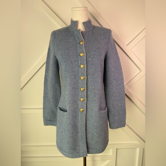 Mirabell Salzburg 100% Wool Light Blue Long Cardigan Coat...